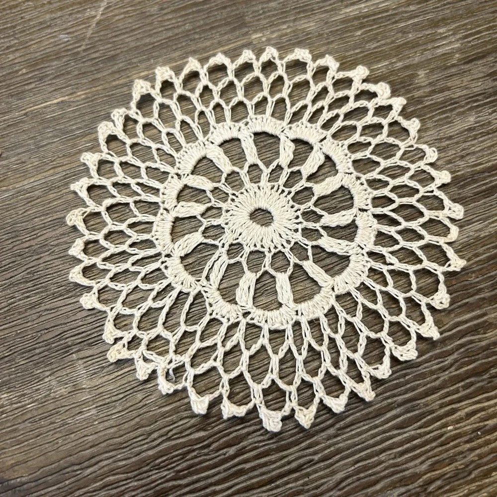 Antique Lot of 18 Handmade Round Doilies Table Top Doily Crochet Lace Cottage